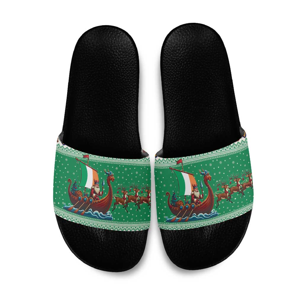 Ireland Viking Santa Christmas Slide Sandals Funny Reindeer Norse Xmas - Shopicos