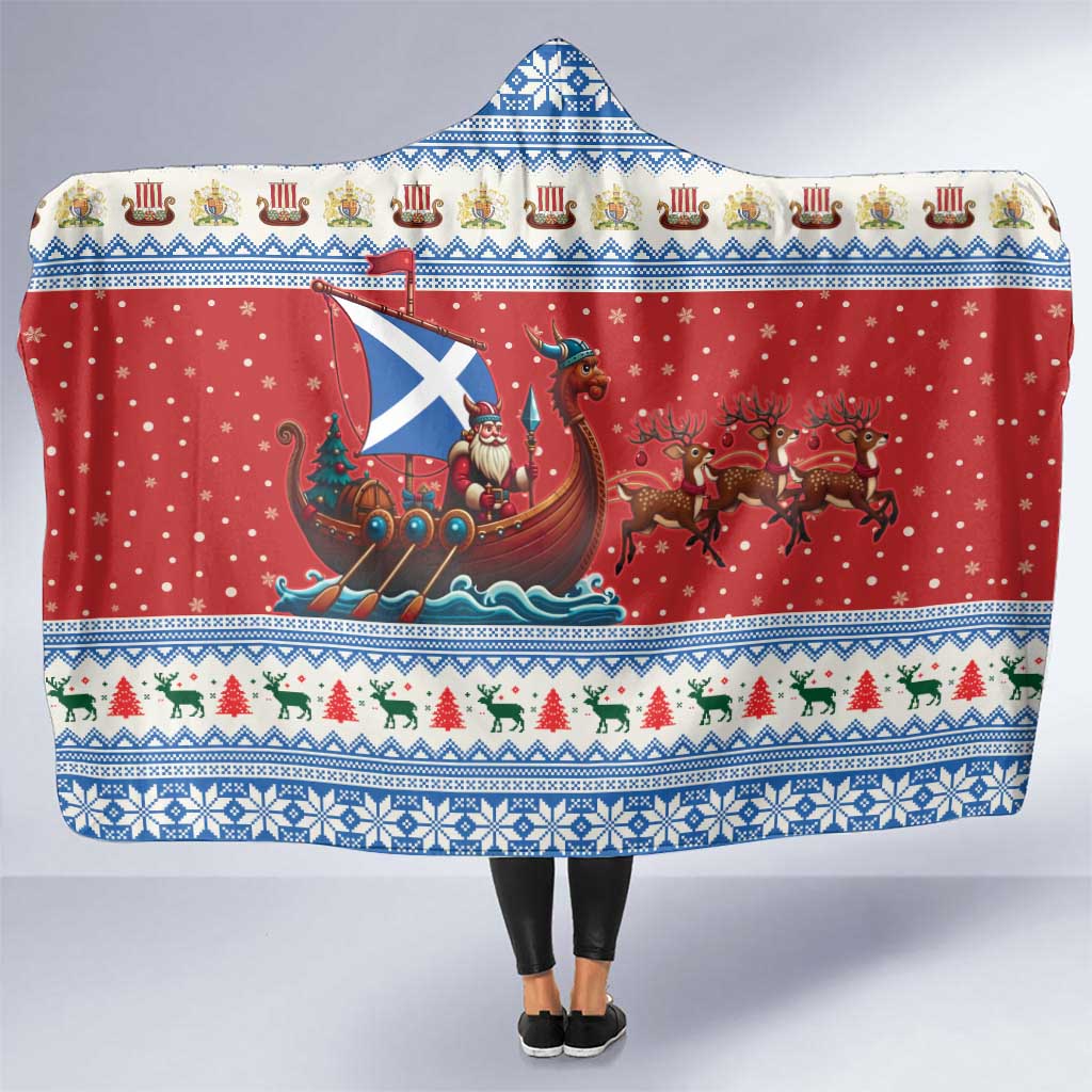 Scotland Viking Santa Christmas Hooded Blanket Funny Reindeer Norse Xmas - Shopicos