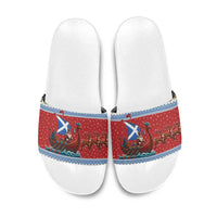 Scotland Viking Santa Christmas Slide Sandals Funny Reindeer Norse Xmas - Shopicos