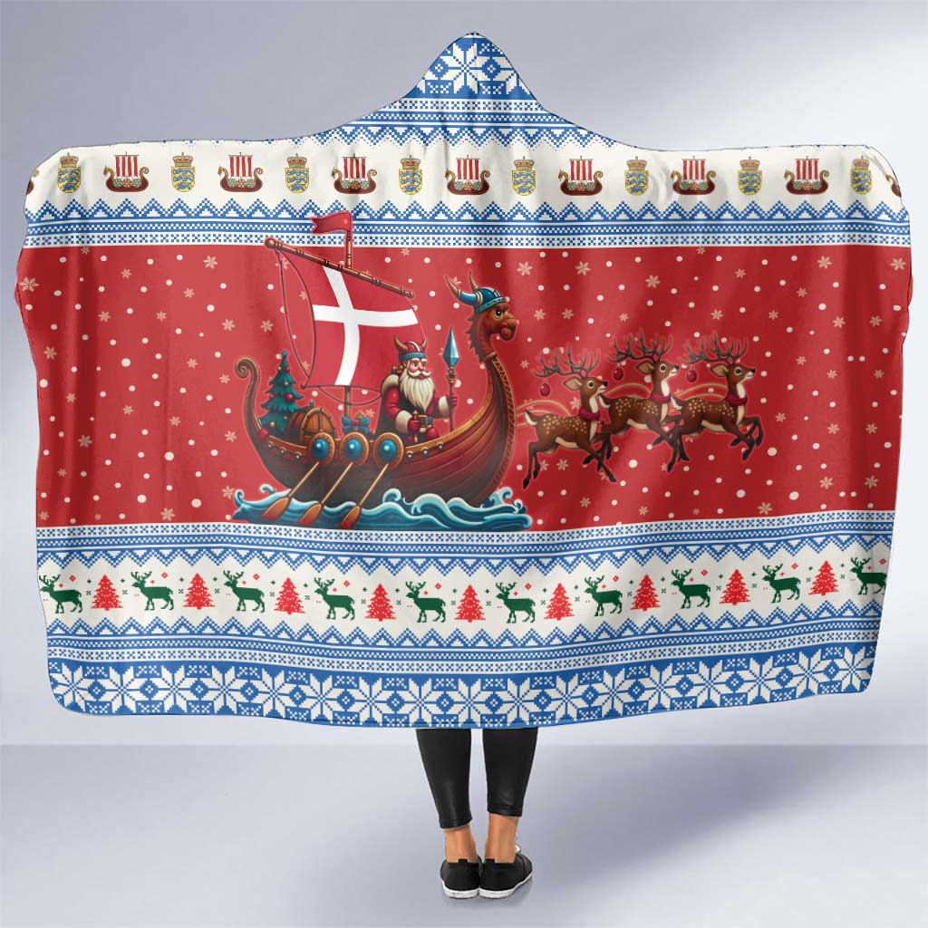 Denmark Viking Santa Christmas Hooded Blanket Funny Reindeer Norse Xmas - Shopicos