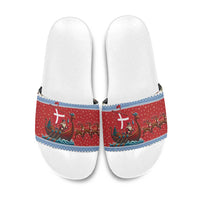 Denmark Viking Santa Christmas Slide Sandals Funny Reindeer Norse Xmas - Shopicos