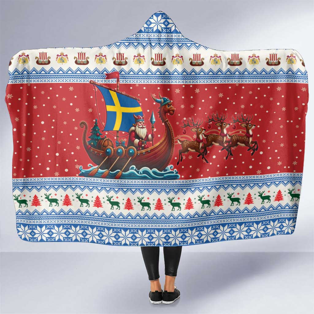 Sweden Viking Santa Christmas Hooded Blanket Funny Reindeer Norse Xmas - Shopicos