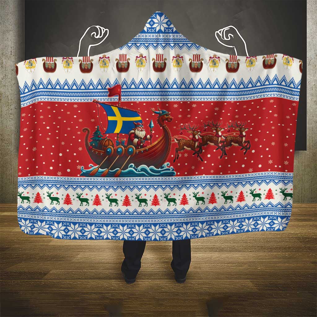 Sweden Viking Santa Christmas Hooded Blanket Funny Reindeer Norse Xmas - Shopicos