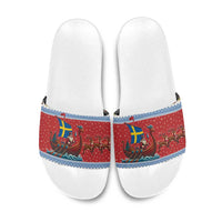 Sweden Viking Santa Christmas Slide Sandals Funny Reindeer Norse Xmas - Shopicos