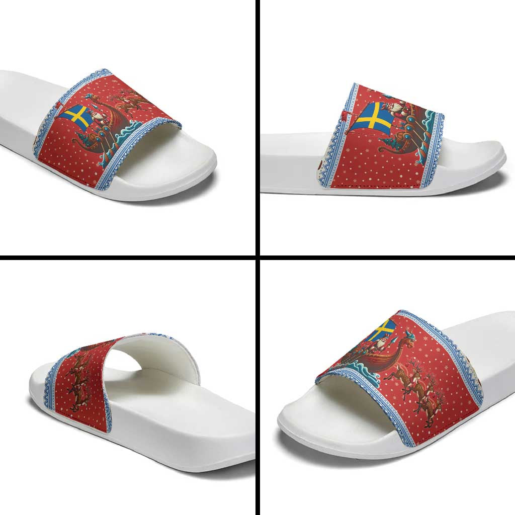 Sweden Viking Santa Christmas Slide Sandals Funny Reindeer Norse Xmas - Shopicos