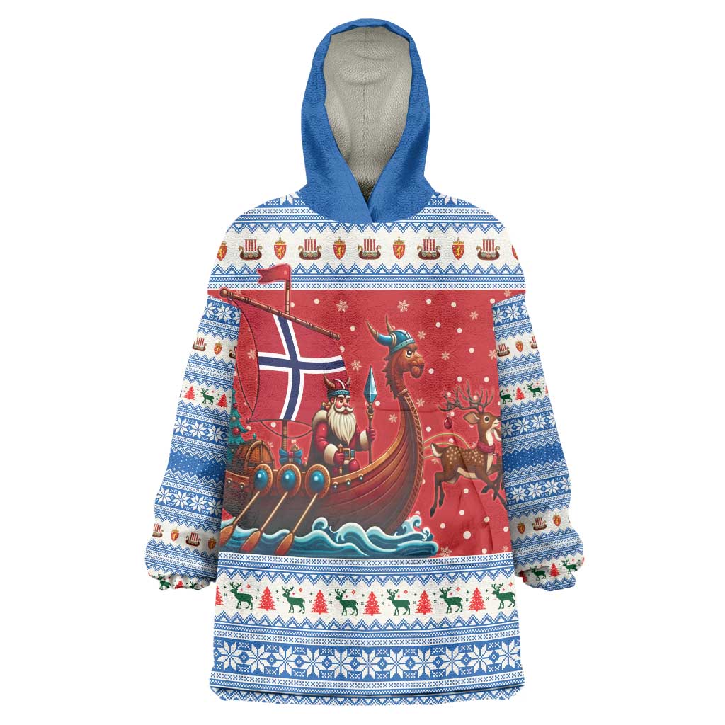 Norway Viking Santa Christmas Wearable Blanket Hoodie Funny Reindeer Norse Xmas - Shopicos
