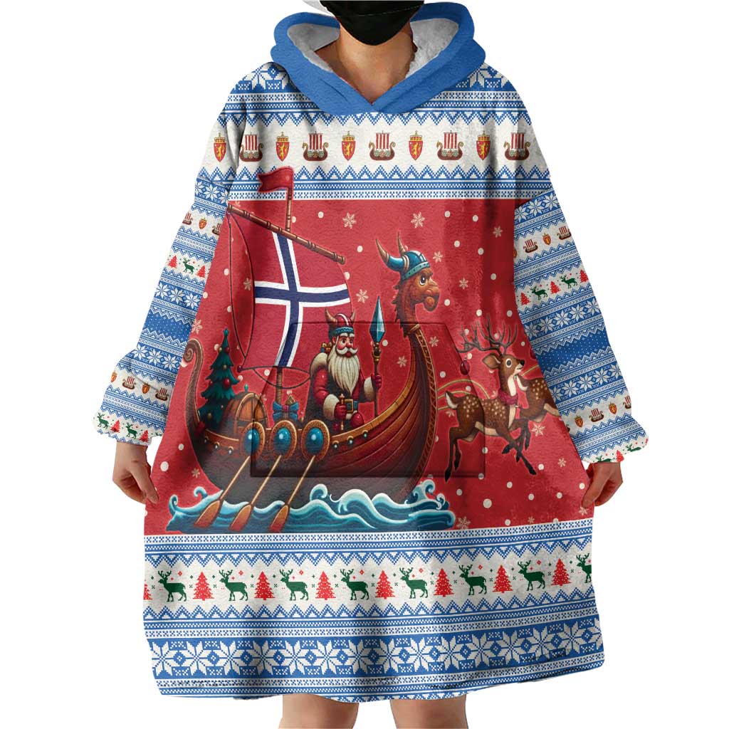 Norway Viking Santa Christmas Wearable Blanket Hoodie Funny Reindeer Norse Xmas - Shopicos