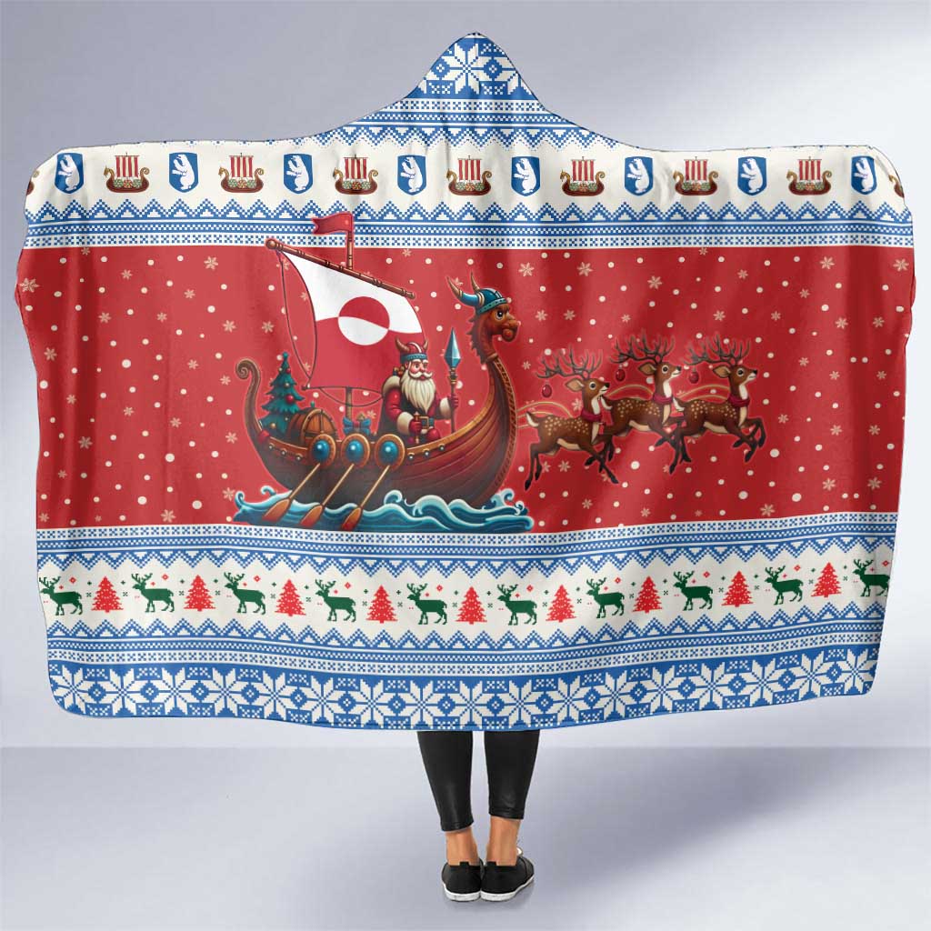 Greenland Viking Santa Christmas Hooded Blanket Funny Reindeer Norse Xmas - Shopicos