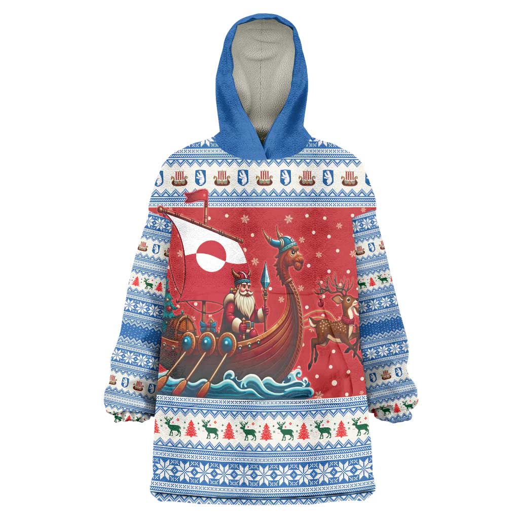 Greenland Viking Santa Christmas Wearable Blanket Hoodie Funny Reindeer Norse Xmas - Shopicos
