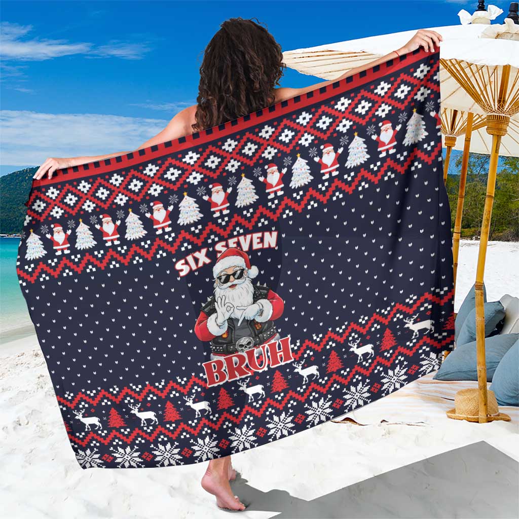 Funny Santa Six Seven Bruh Christmas Sarong Meme Gen Alpha Slang - Shopicos