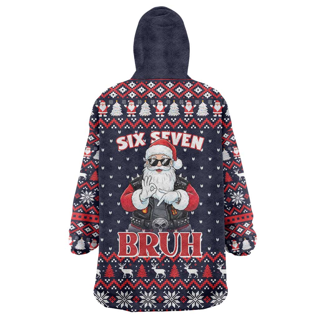 Funny Santa Six Seven Bruh Christmas Wearable Blanket Hoodie Meme Gen Alpha Slang - Shopicos