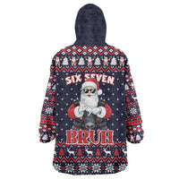 Funny Santa Six Seven Bruh Christmas Wearable Blanket Hoodie Meme Gen Alpha Slang - Shopicos