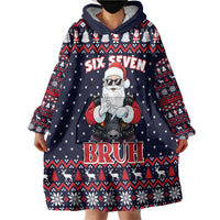 Funny Santa Six Seven Bruh Christmas Wearable Blanket Hoodie Meme Gen Alpha Slang - Shopicos