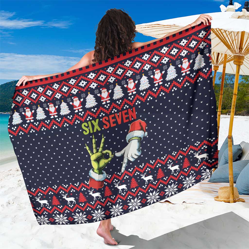Grinch Hand Six Seven Xmas Sarong Meme Gen Alpha Slang - Shopicos
