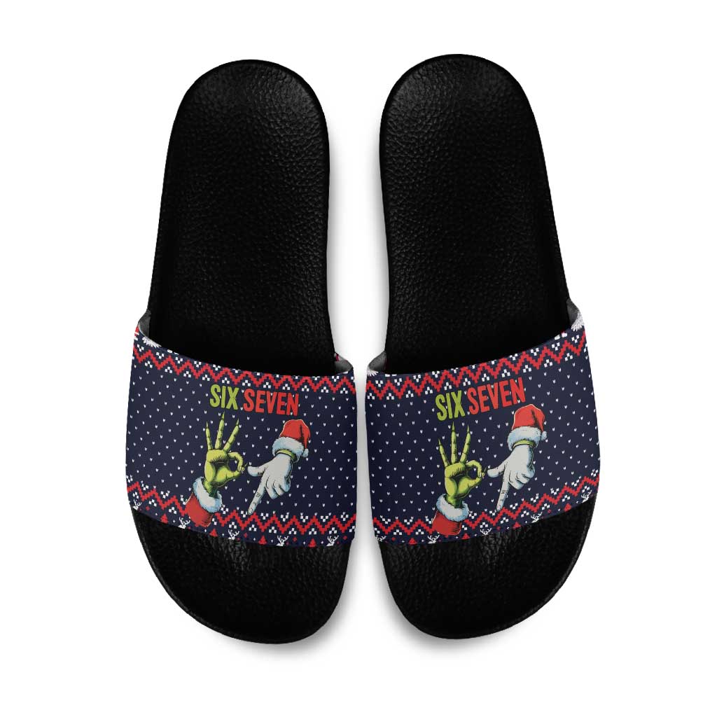 Grinch Hand Six Seven Xmas Slide Sandals Meme Gen Alpha Slang - Shopicos