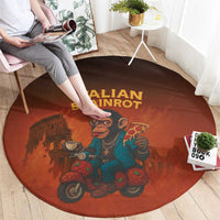 Italian Brainrot Meme Round Carpet Chaotic Chimp Mobster Vespa Ride - Shopicos