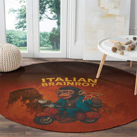 Italian Brainrot Meme Round Carpet Chaotic Chimp Mobster Vespa Ride - Shopicos