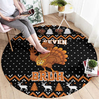 Thanksgiving Turkey Six Seven Bruh Round Carpet Meme Gen Alpha Slang - Shopicos