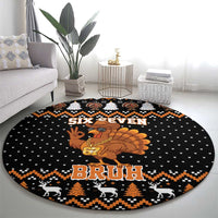 Thanksgiving Turkey Six Seven Bruh Round Carpet Meme Gen Alpha Slang - Shopicos
