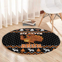 Thanksgiving Turkey Six Seven Bruh Round Carpet Meme Gen Alpha Slang - Shopicos
