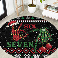 Funny Six Seven Skeleton Hand Round Carpet Meme Gen Alpha Slang - Shopicos