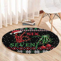 Funny Six Seven Skeleton Hand Round Carpet Meme Gen Alpha Slang - Shopicos