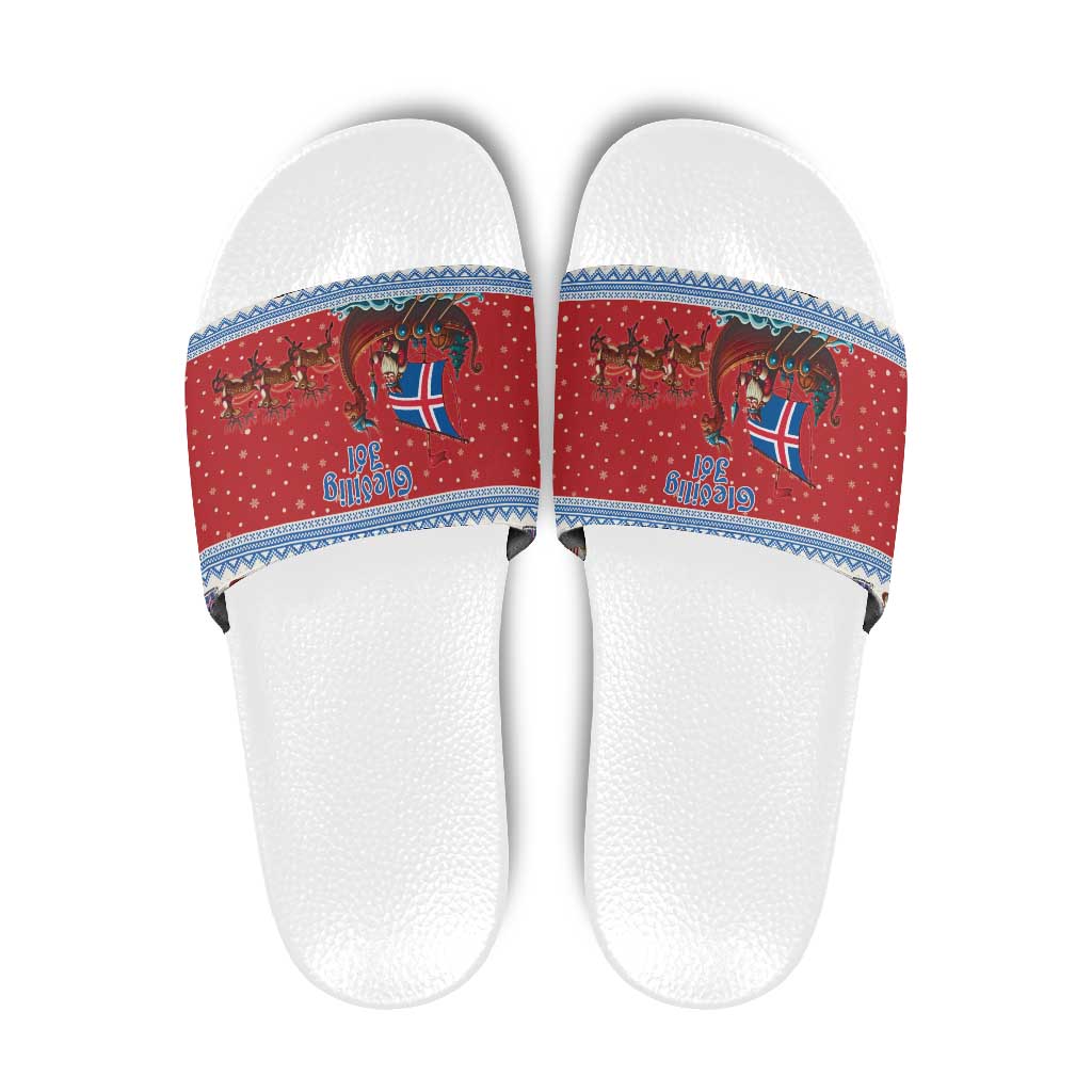 Iceland Viking Santa Christmas Slide Sandals Funny Reindeer Norse Xmas - Shopicos