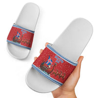 Iceland Viking Santa Christmas Slide Sandals Funny Reindeer Norse Xmas - Shopicos