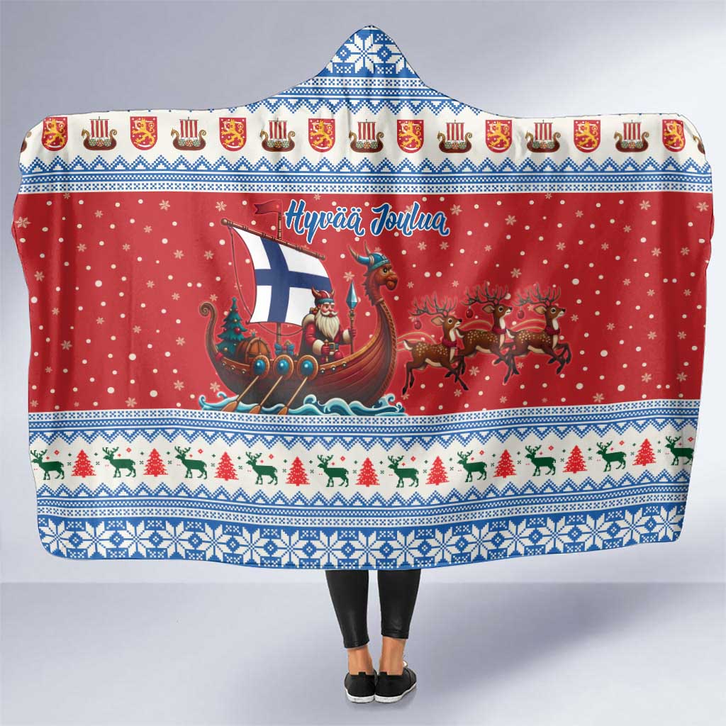 Finland Viking Santa Christmas Hooded Blanket Funny Reindeer Norse Xmas - Shopicos