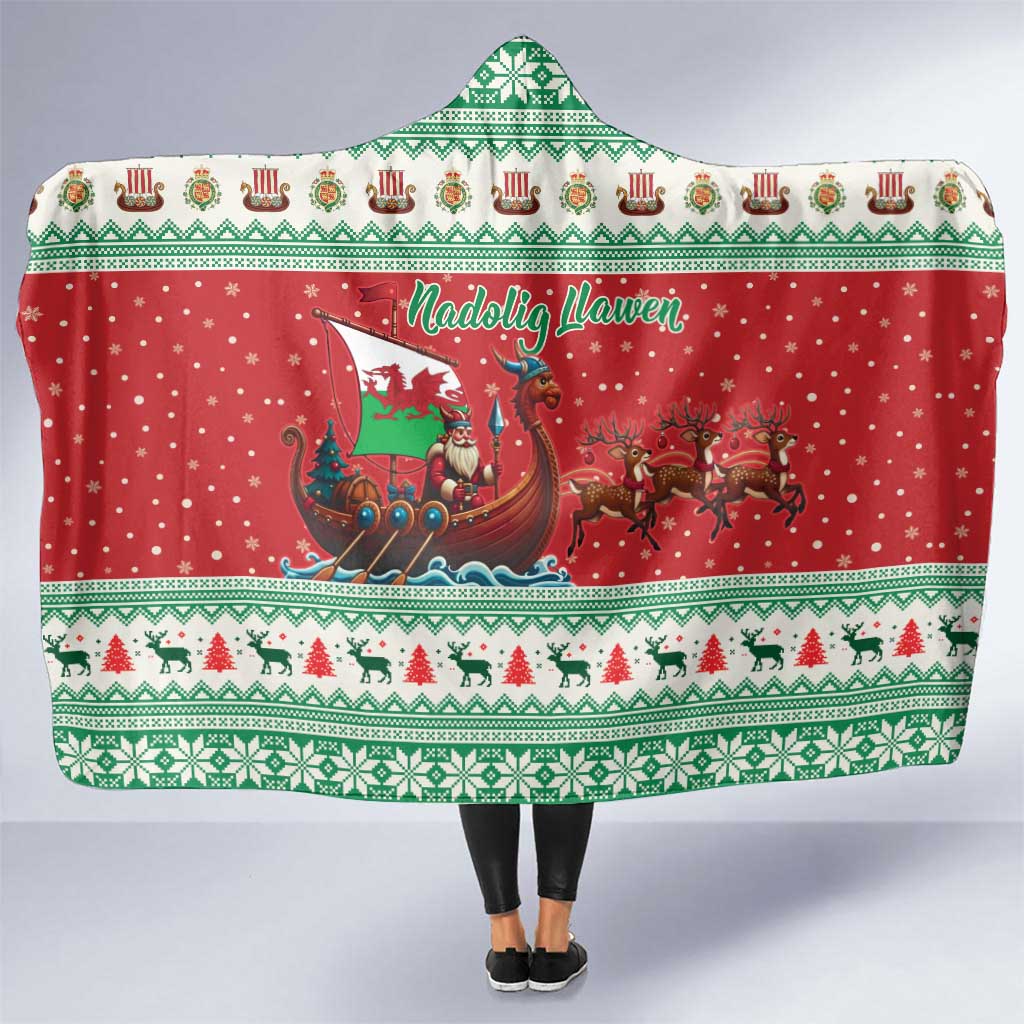 Wales Viking Santa Christmas Hooded Blanket Funny Reindeer Norse Xmas - Shopicos