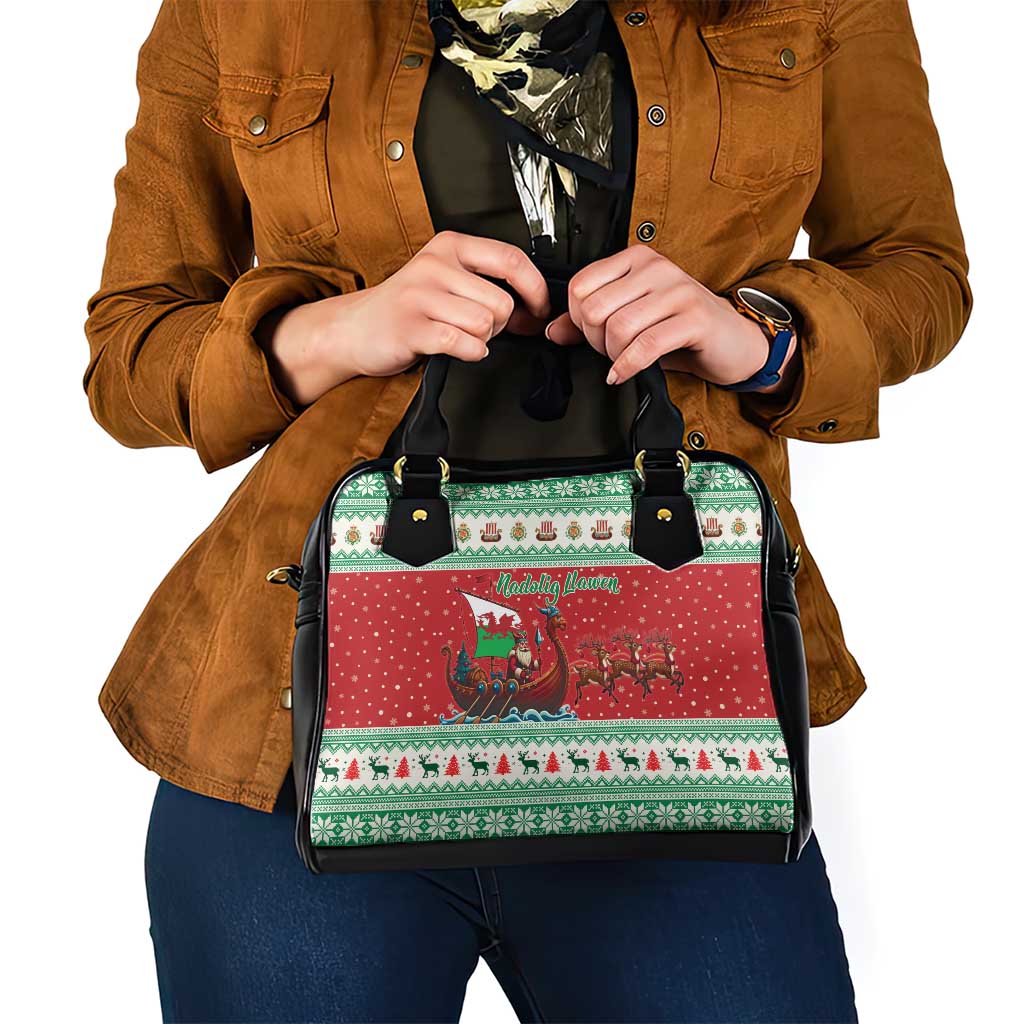 Wales Viking Santa Christmas Shoulder Handbag Funny Reindeer Norse Xmas - Shopicos