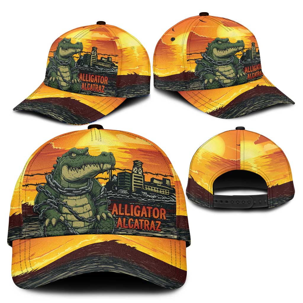 Personalized Alligator Alcatraz Classic Cap Gator Island Prison Retro Sunset - Shopicos