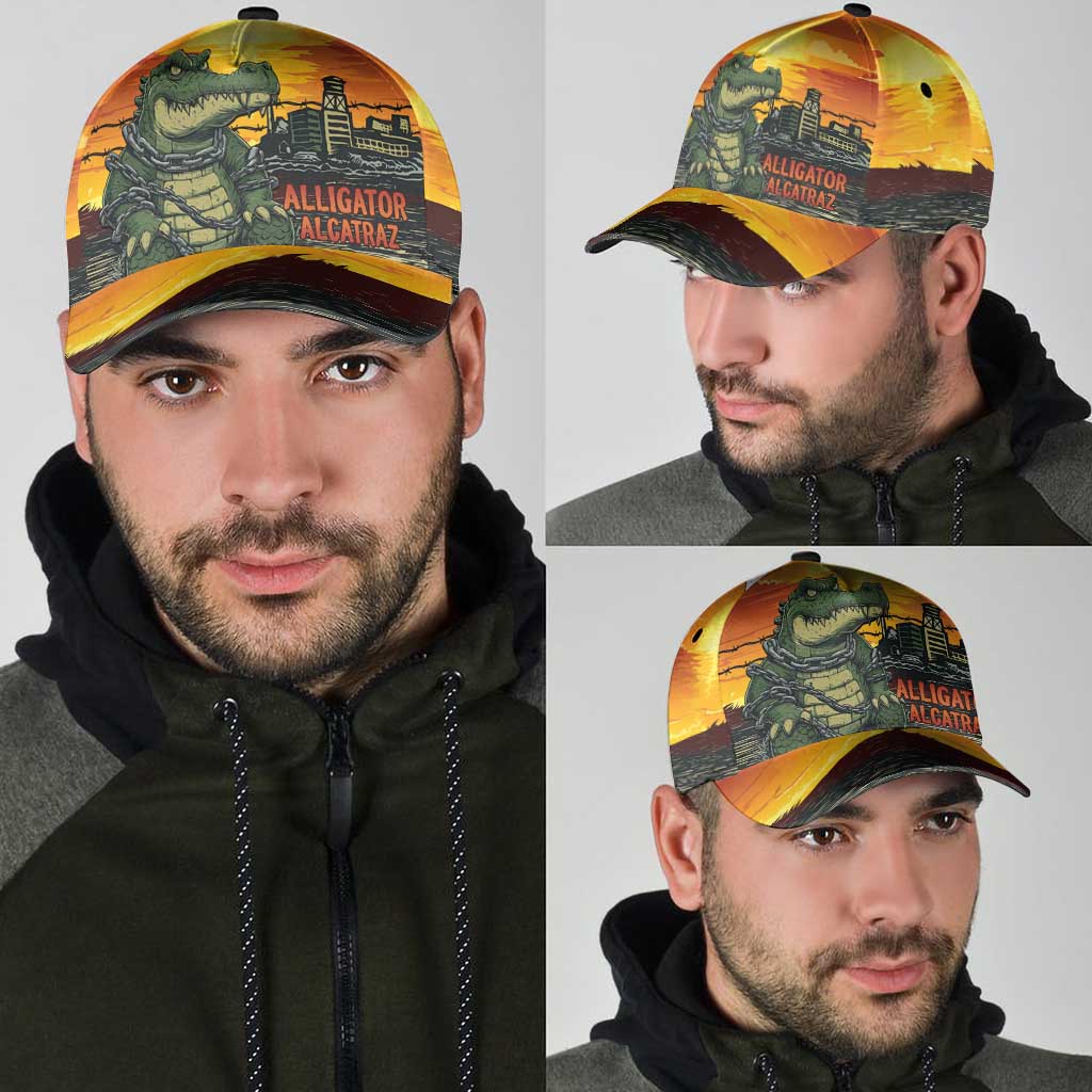 Personalized Alligator Alcatraz Classic Cap Gator Island Prison Retro Sunset - Shopicos