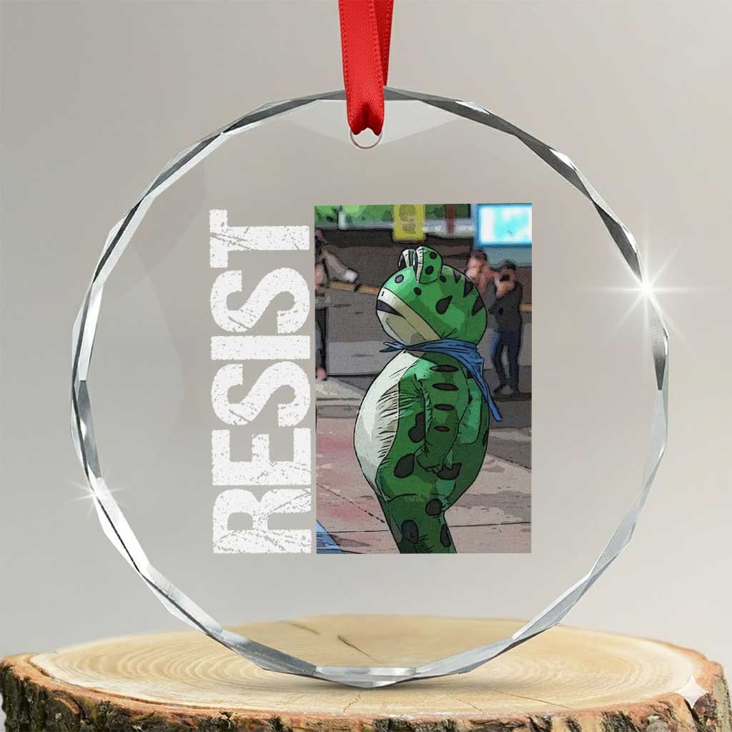 Portland Frog Protest Crystal Glass Ornament Vintage Activist Resistance - Shopicos