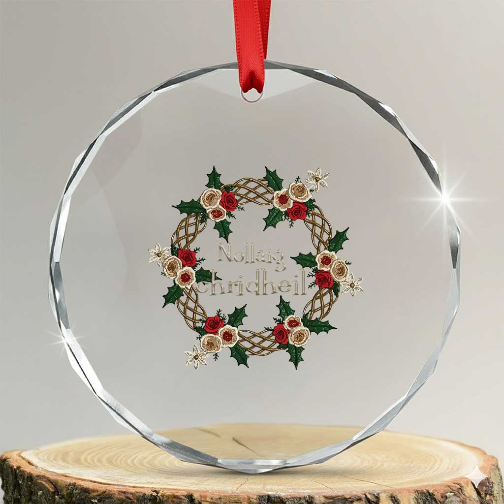 Scottish Celtic Xmas Nollaig Chridheil Crystal Glass Ornament Xmas Wreath TS11
