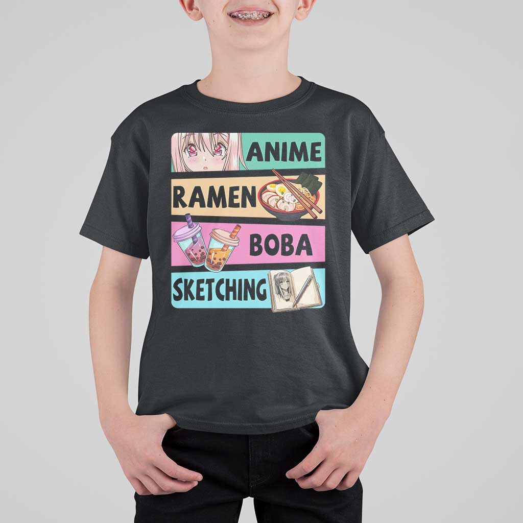 Anime Ramen Boba Sketching T Shirt For Kid Kawaii Otaku Manga Lover Japanese Pop Culture - Shopicos