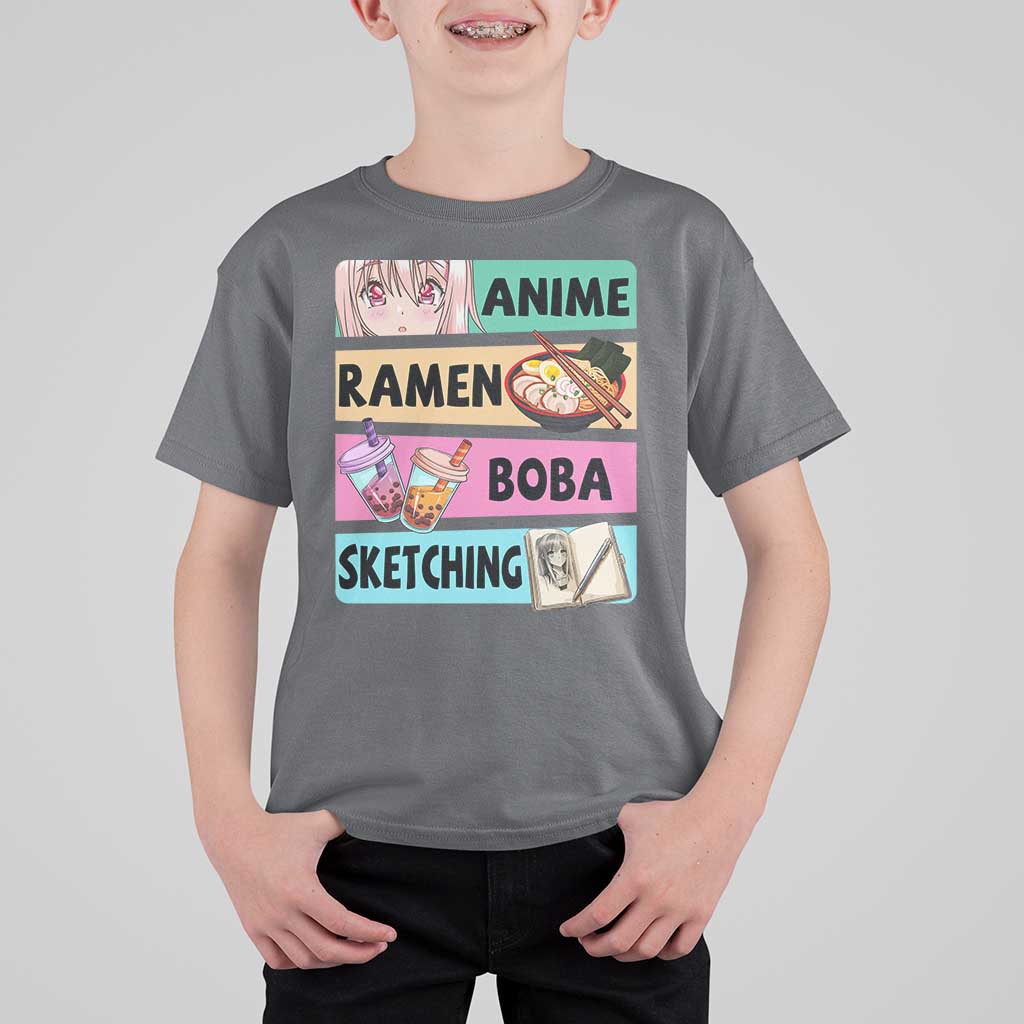 Anime Ramen Boba Sketching T Shirt For Kid Kawaii Otaku Manga Lover Japanese Pop Culture - Shopicos