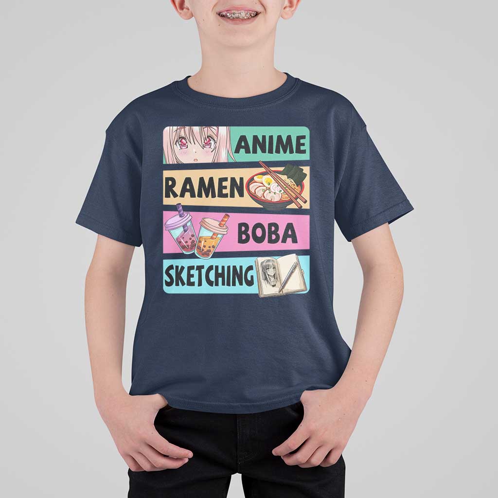 Anime Ramen Boba Sketching T Shirt For Kid Kawaii Otaku Manga Lover Japanese Pop Culture - Shopicos