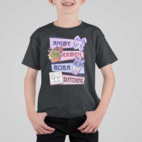 Anime Ramen Boba Sketching T Shirt For Kid Kawaii Girl Bubble Tea Otaku Manga Lover Japanese Pop Culture - Shopicos