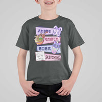 Anime Ramen Boba Sketching T Shirt For Kid Kawaii Girl Bubble Tea Otaku Manga Lover Japanese Pop Culture - Shopicos