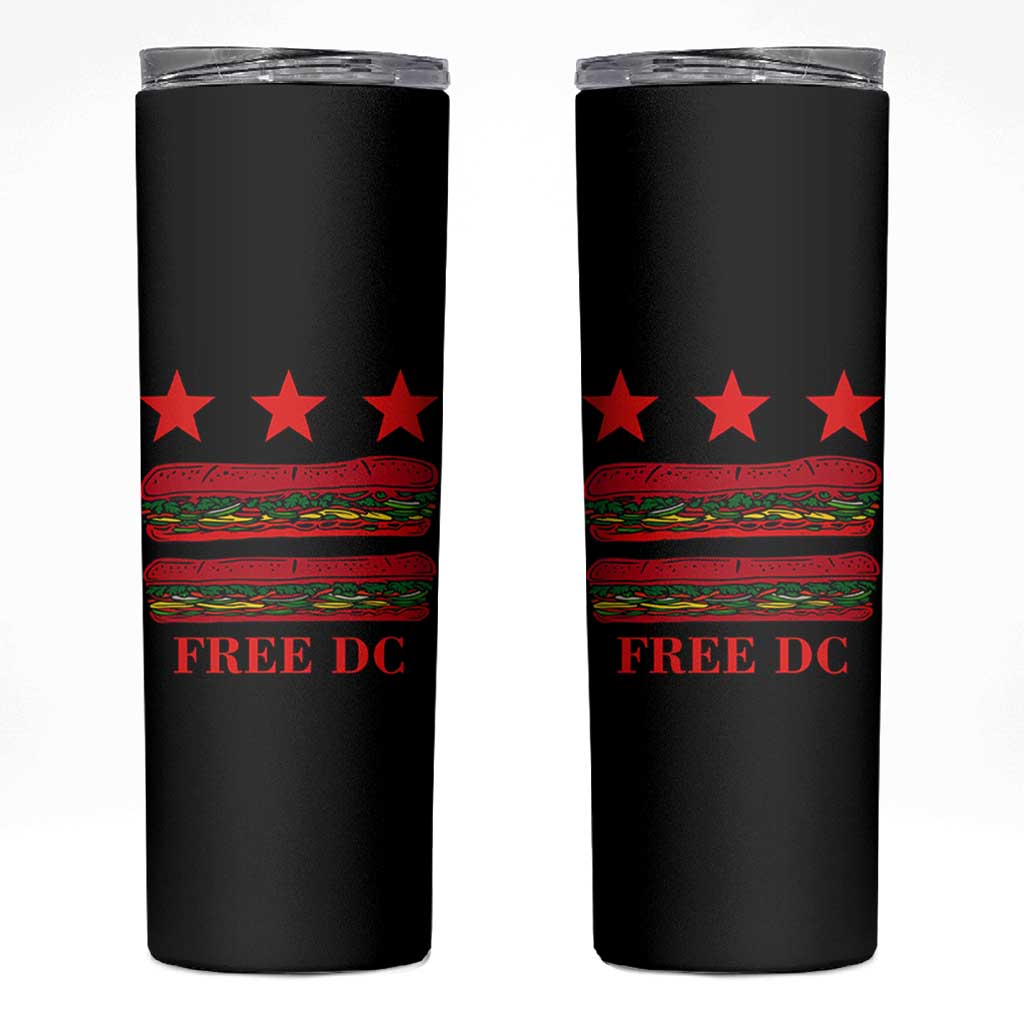 Free DC Funny Flag Parody Skinny Tumbler Washington DC with Baguette Sandwich Twist - Shopicos