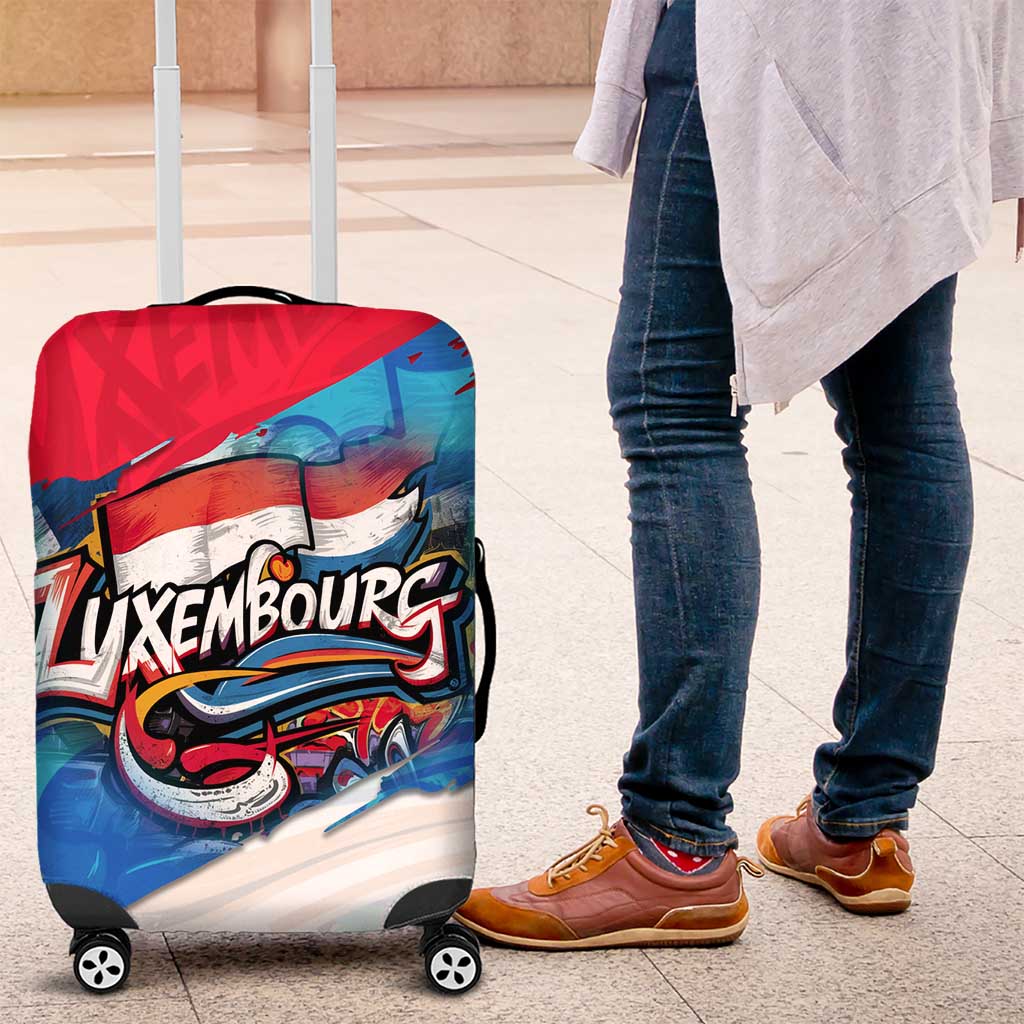 Luxembourg Flag Luggage Cover with Colorful Graffiti Street Art Design - Shopicos