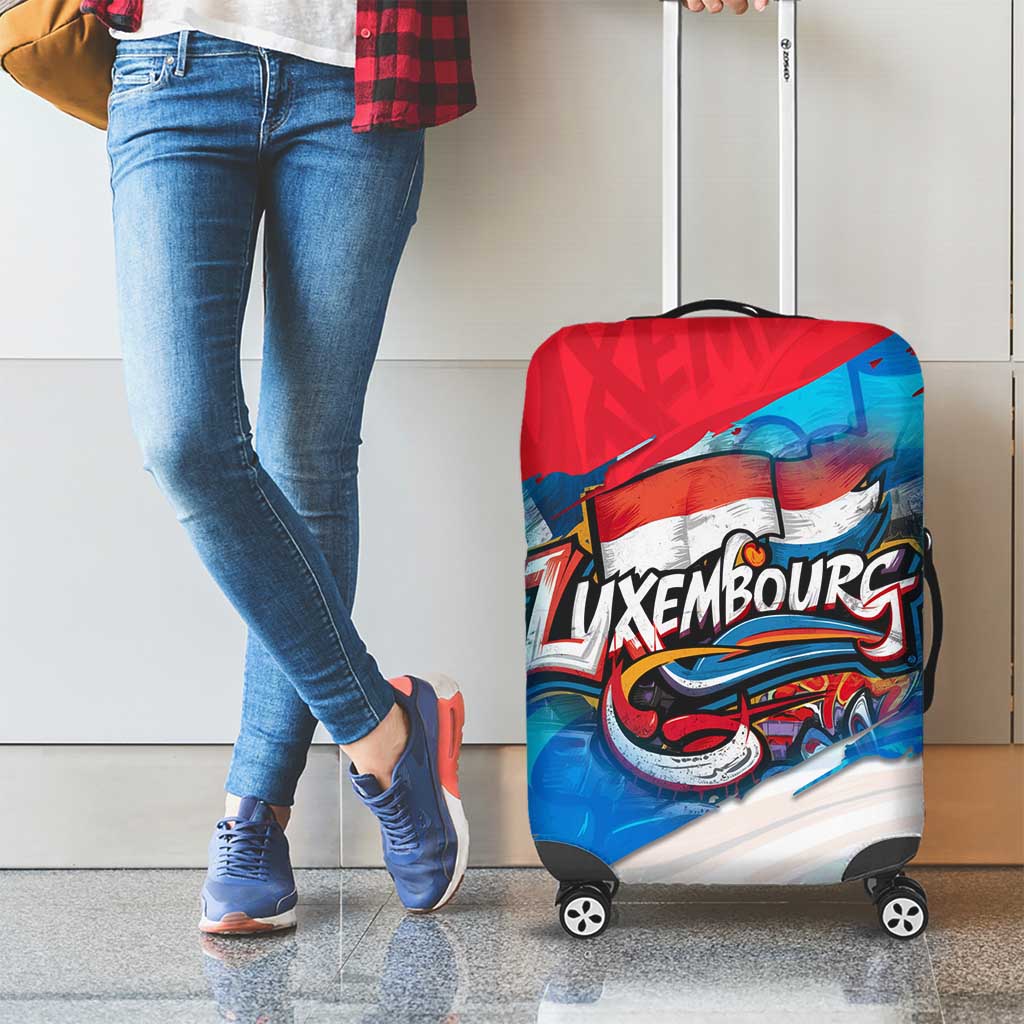 Luxembourg Flag Luggage Cover with Colorful Graffiti Street Art Design - Shopicos