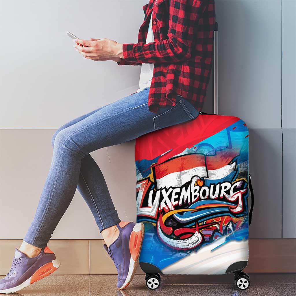 Luxembourg Flag Luggage Cover with Colorful Graffiti Street Art Design - Shopicos