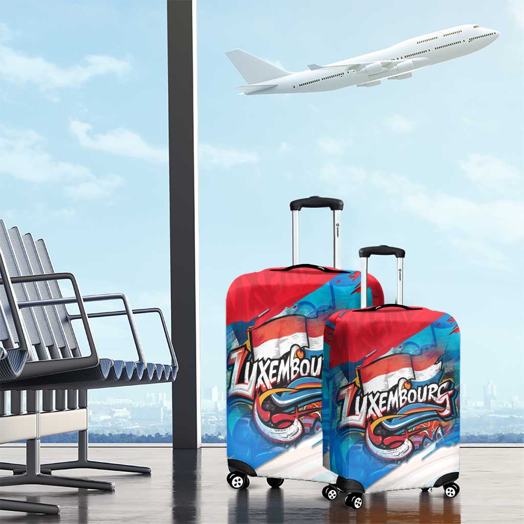 Luxembourg Flag Luggage Cover with Colorful Graffiti Street Art Design - Shopicos