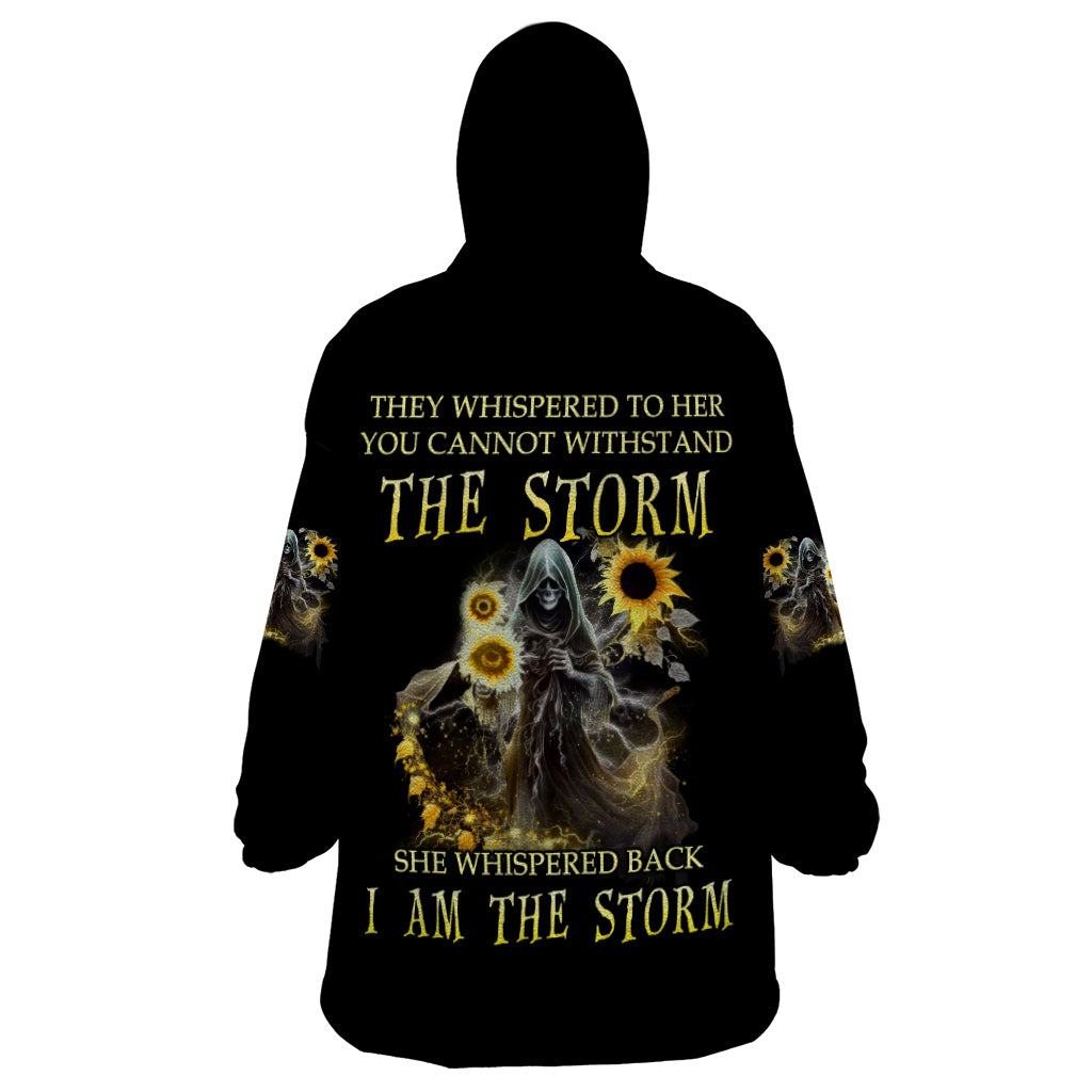 I Am The Storm Reaper Sunflower Roses Wings Wearable Blanket Hoodie - Shopicos