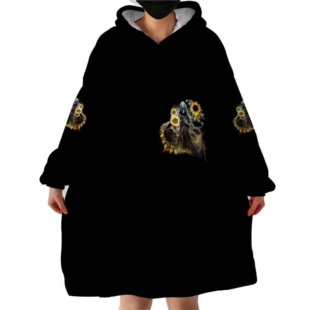 I Am The Storm Reaper Sunflower Roses Wings Wearable Blanket Hoodie - Shopicos
