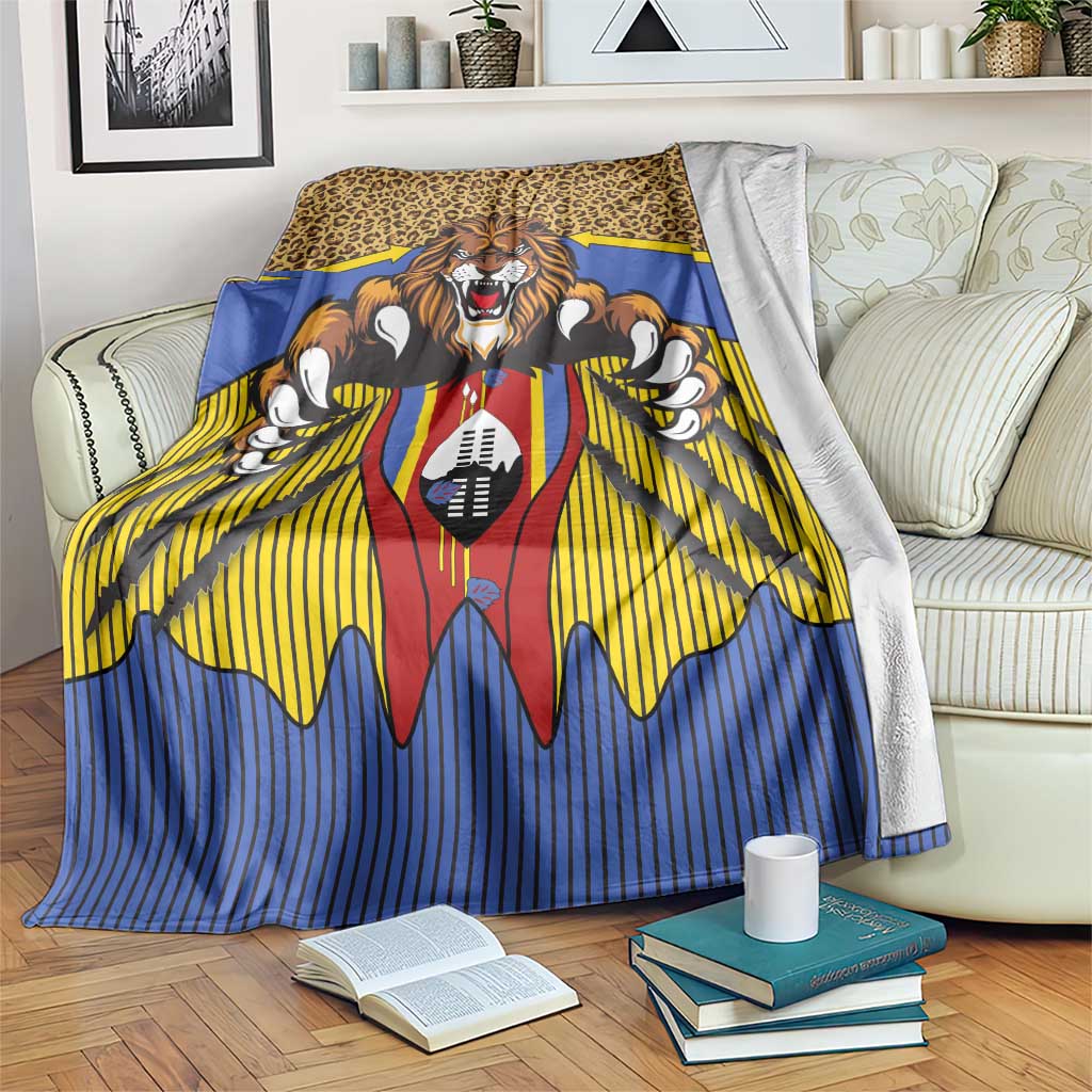 Swaziland Blanket Coat of Arms Lion Elephant Shield Leopard Print Design