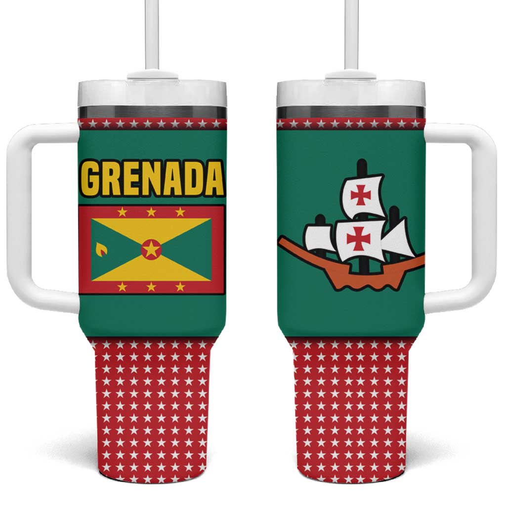 Grenada Tumbler With Handle with Cocoa Bean Mascot and National Flag Colors - Shopicos