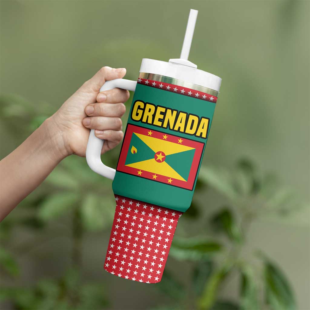 Grenada Tumbler With Handle with Cocoa Bean Mascot and National Flag Colors - Shopicos